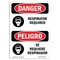 Signmission OSHA Sign, Respirator Required, 14in X 10in Peel & Stick Wall Graphic, 10" W, 14" H, Spanish OS-DS-RD-1014-VS-1543 - alternate 1